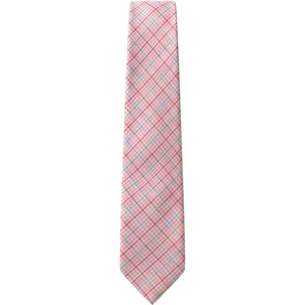 Brooks Brothers Makers Pink Plaid Seersucker Cotton Tie Made in USA Mens
